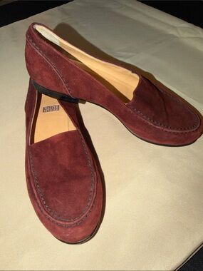Walter Steiger Burgundy Suede Loafers Size 7.5